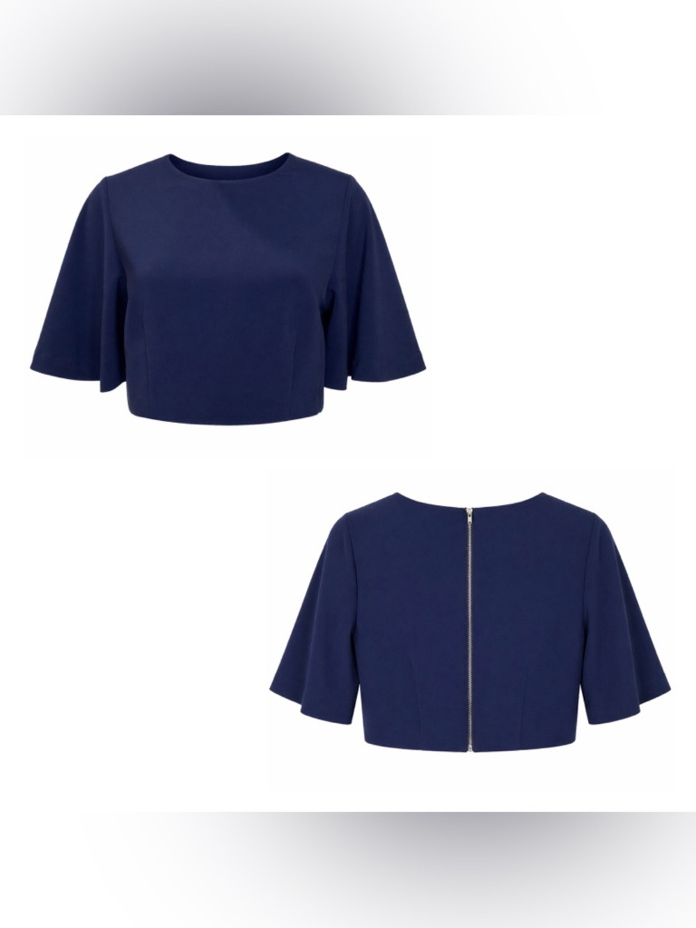 One Clothing Royal Blue Exposed Zipper Crop Top Women SZ M Dainty Sleek Coquette